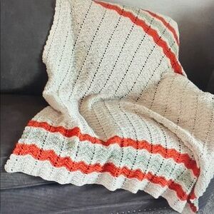 Handmade Crochet Blanket with Stripes